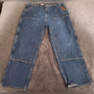Carhartt B73 DST Dungaree Fit Double Knee Work Blue Denim Jeans 44x32